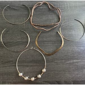 Lot Of VTG Neck Cuff Choker Necklaces‎ Brass Gold And Silver Toned